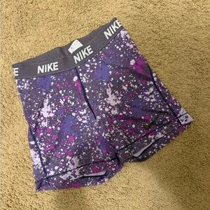 Nike Women's Athletic Shorts in Purple and Pink Splatter